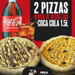 Combo - 2 Pizzas grande com borda de requeijão + Refri de 1,5lts.
