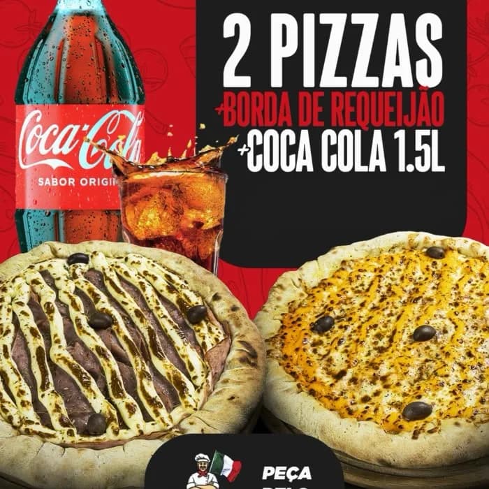 Combo - 2 Pizzas grande com borda de requeijão + Refri de 1,5lts.